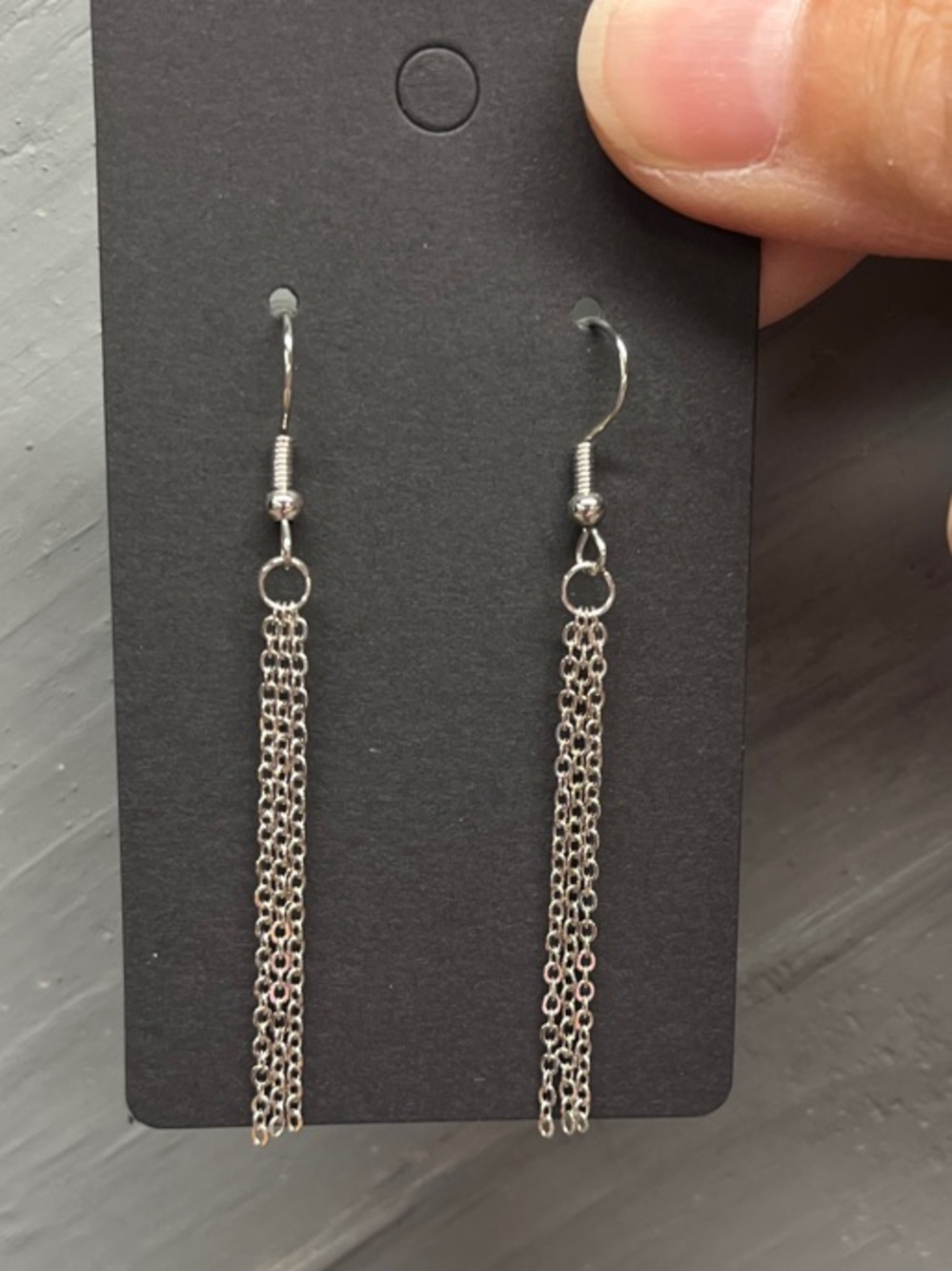 Delicate Silver Chain Tassel Drop Earrings